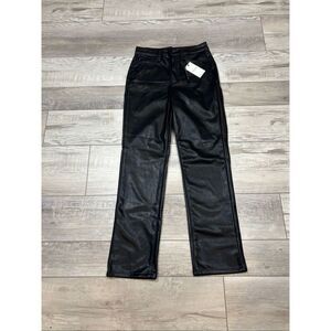JUDY BLUE BLACK FAUX LEATHER HIGH RISE STRAIGHT PANTS SIZE 1